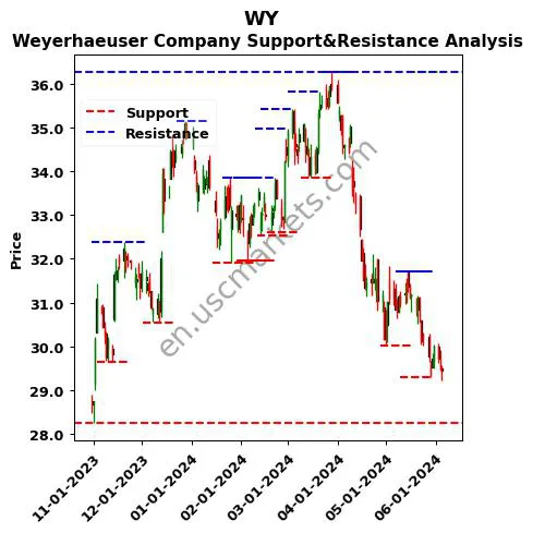 WY stock support and resistance price chart